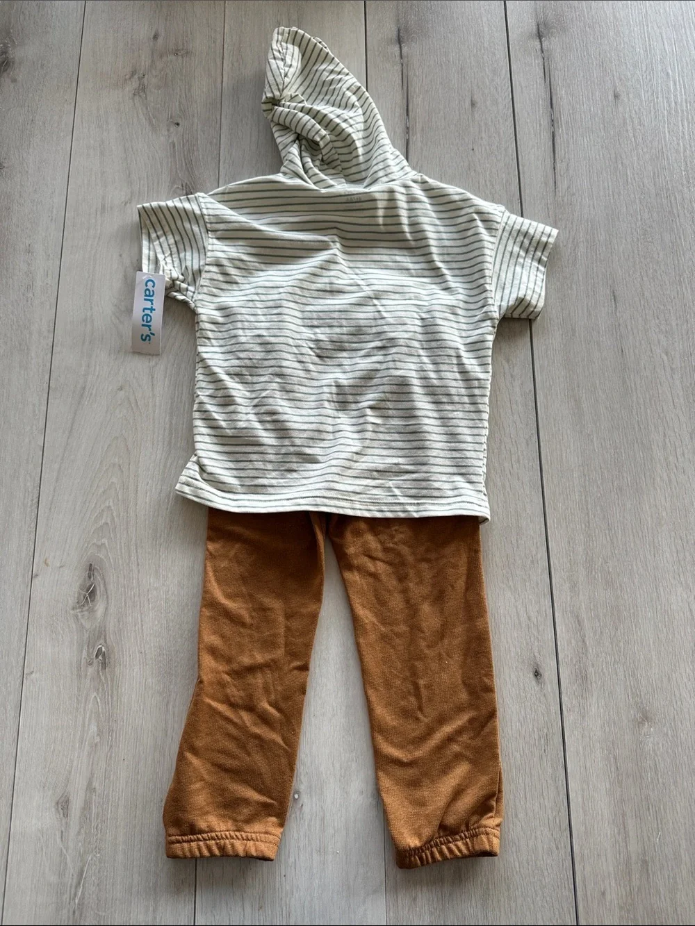 Carter’s 2-Piece Dinosaur Striped Hooded Tee & Jogger Set Multi 4T NWT